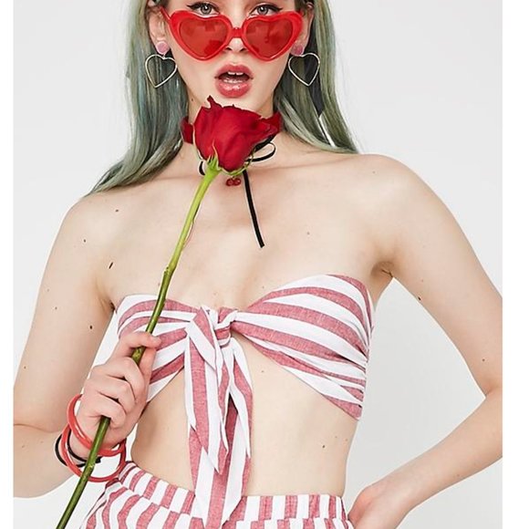 Dolls Kill Pants - 2 PC SET  ‘Picnic Party’ bandeau top/shorts